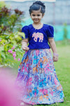 Hand-Embroidered Cow Design Blouse with Kalamkari Lehenga