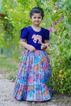 Hand-Embroidered Cow Design Blouse with Kalamkari Lehenga