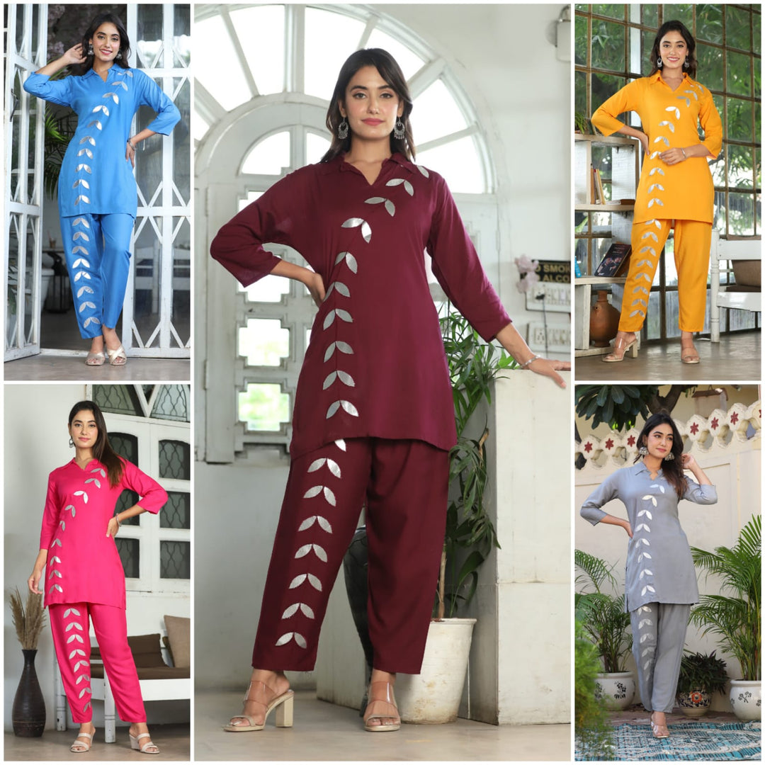 Elegant Mirror Work Kurti & Pant Set