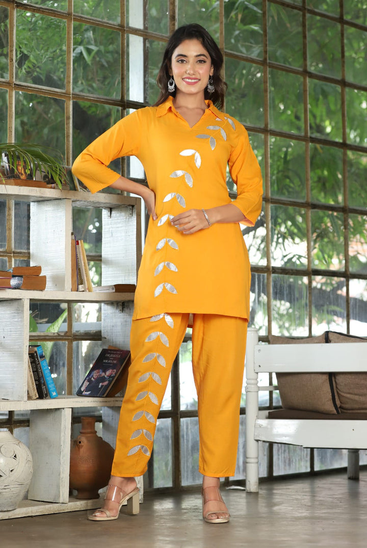 Elegant Mirror Work Kurti & Pant Set