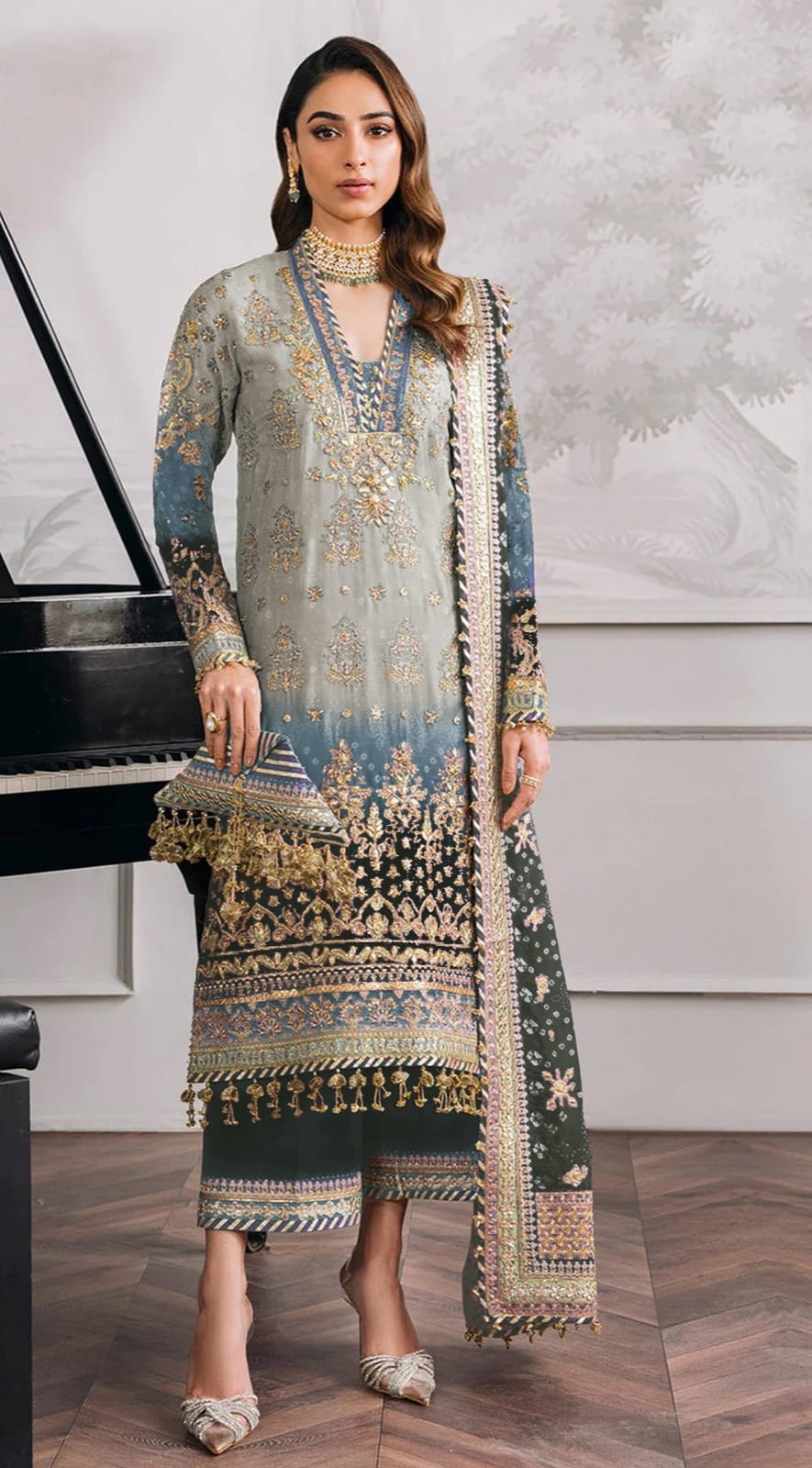 Georgette Traditional Wear Embroidery Work Suit