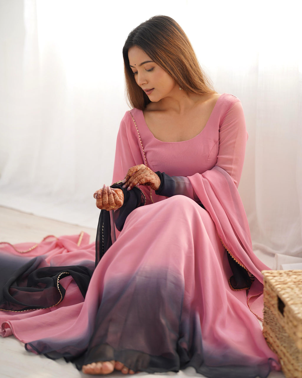 Trendy Colorful Padding Gown Set