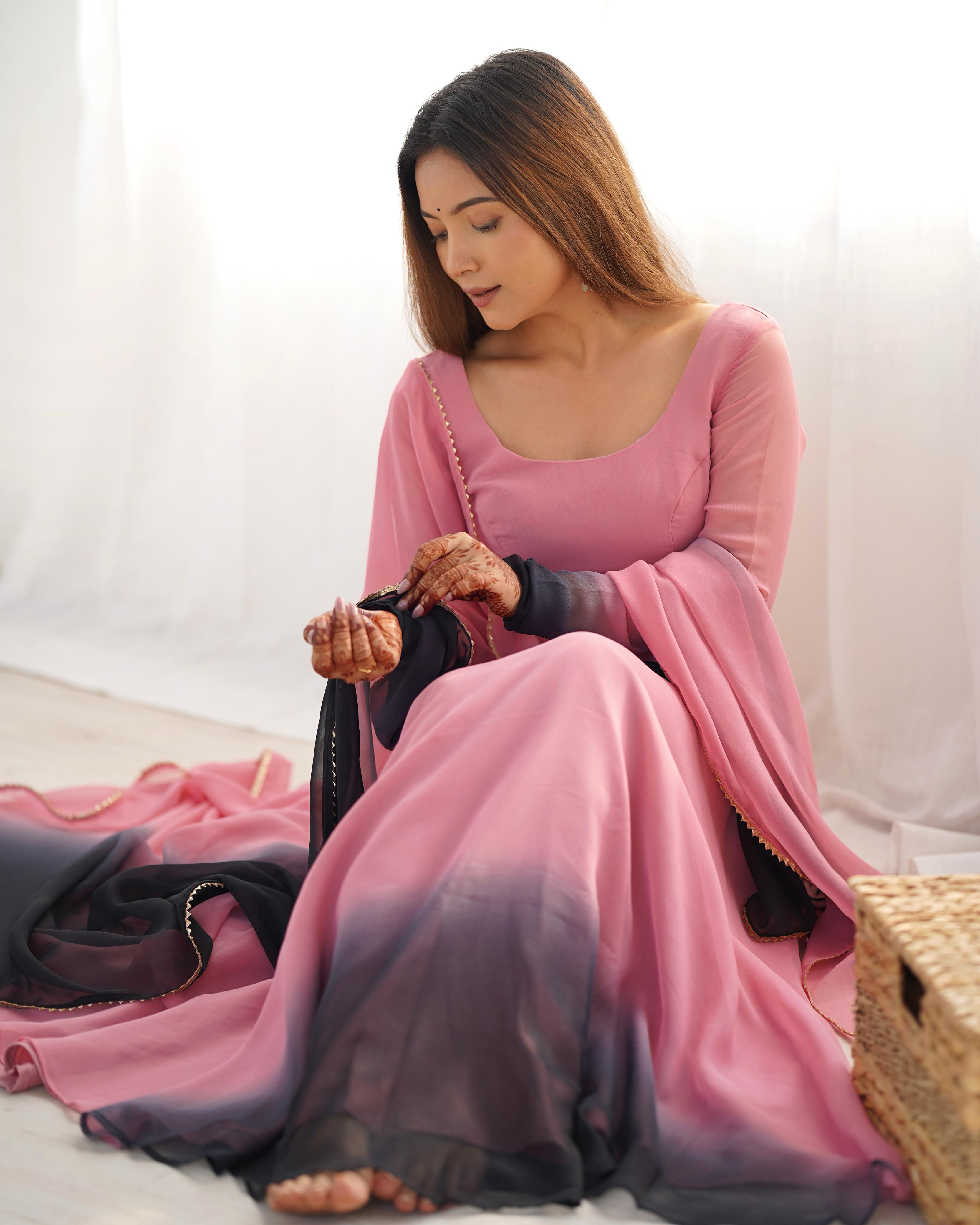 Trendy Colorful Padding Gown Set