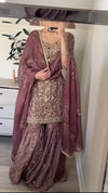 Designer Simmer Silk Top-Plazzo Dupatta Set with Sequence Work