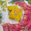 Silk Symphony: A Royal Ensemble of Kurti, Pant, and Dupatta