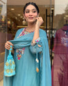 Majestic Reflections: Exquisite Chanderi Kurti Pant Dupatta Set