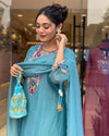 Majestic Reflections: Exquisite Chanderi Kurti Pant Dupatta Set