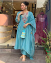 Majestic Reflections: Exquisite Chanderi Kurti Pant Dupatta Set