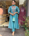 Majestic Reflections: Exquisite Chanderi Kurti Pant Dupatta Set