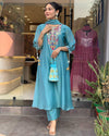 Majestic Reflections: Exquisite Chanderi Kurti Pant Dupatta Set