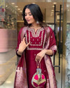 Luxe Elegance: Rose Gold Embroidery Masterpiece Kurti Pant Dupatta Set