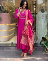 Luxe Elegance: Rose Gold Embroidery Masterpiece Kurti Pant Dupatta Set