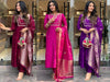 Luxe Elegance: Rose Gold Embroidery Masterpiece Kurti Pant Dupatta Set
