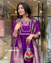 Luxe Elegance: Rose Gold Embroidery Masterpiece Kurti Pant Dupatta Set