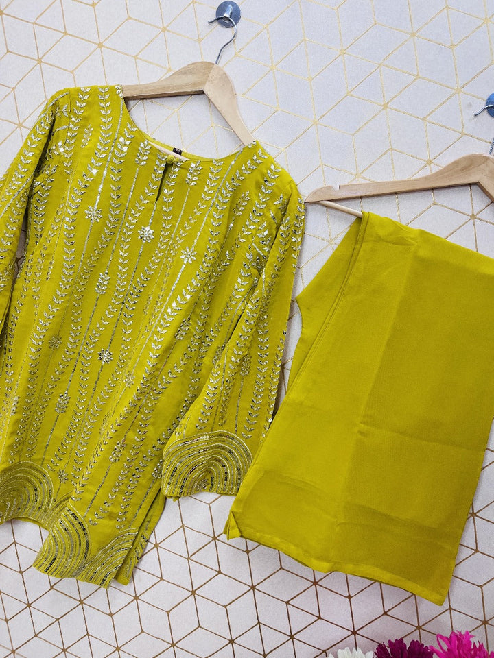 Exquisite Sequence Embroidery Top Plazzo Set with Unparalleled Elegance