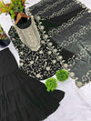 Regal Elegance: Georgette Embroidery Top Sharara Plazzo Dupatta Set