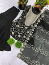 Regal Elegance: Georgette Embroidery Top Sharara Plazzo Dupatta Set