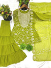 Regal Elegance: Georgette Embroidery Top Sharara Plazzo Dupatta Set