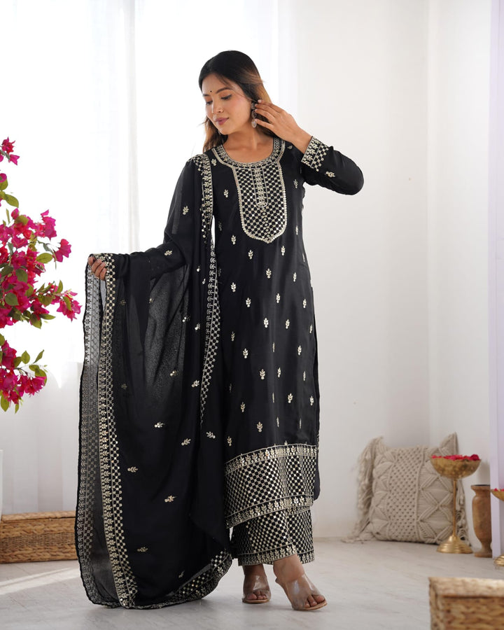 Zari Embroidered with Intricate Sequins Suit