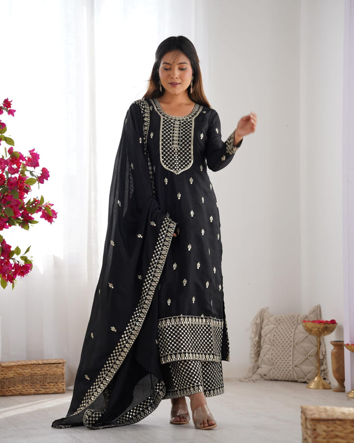 Zari Embroidered with Intricate Sequins Suit