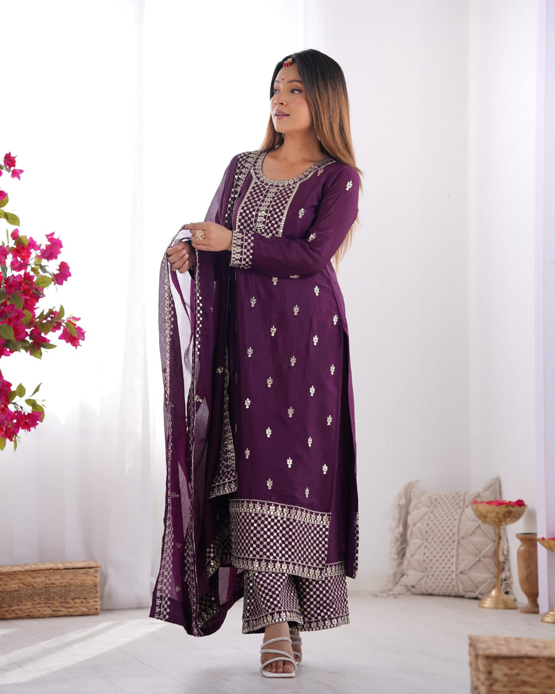 Zari Embroidered with Intricate Sequins Suit