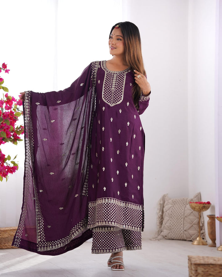 Zari Embroidered with Intricate Sequins Suit