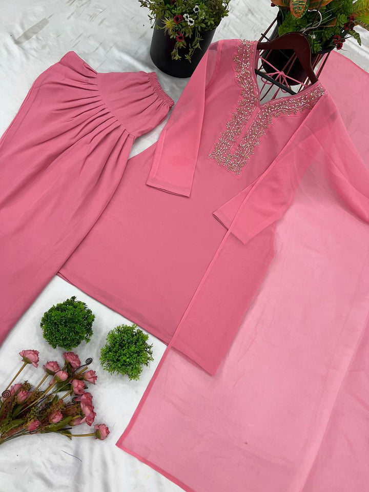Designer Embroidered Faux Georgette Suit