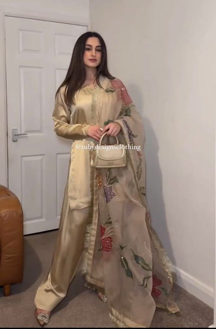 Japan Satin Silk  Designer Party Look Set