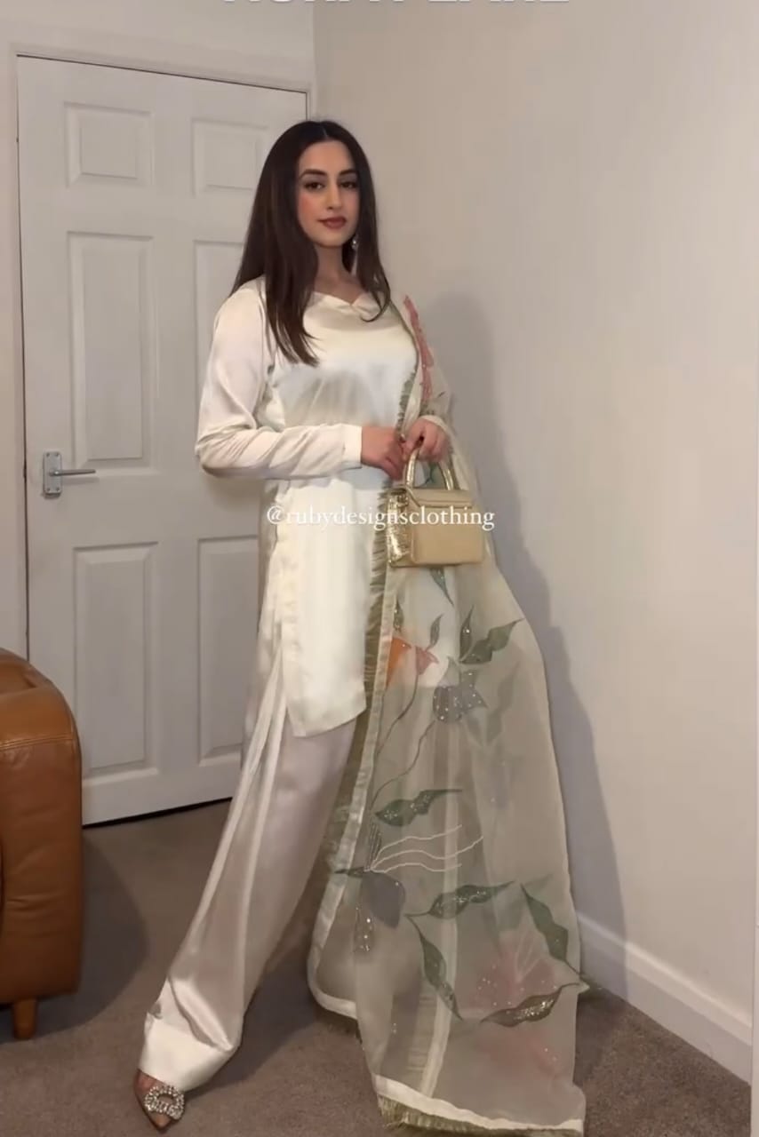 Japan Satin Silk  Designer Party Look Set