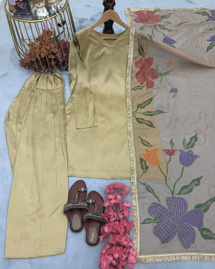 Japan Satin Silk  Designer Party Look Set