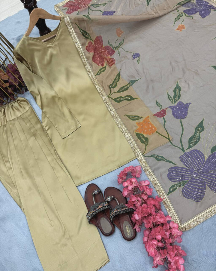 Japan Satin Silk  Designer Party Look Set
