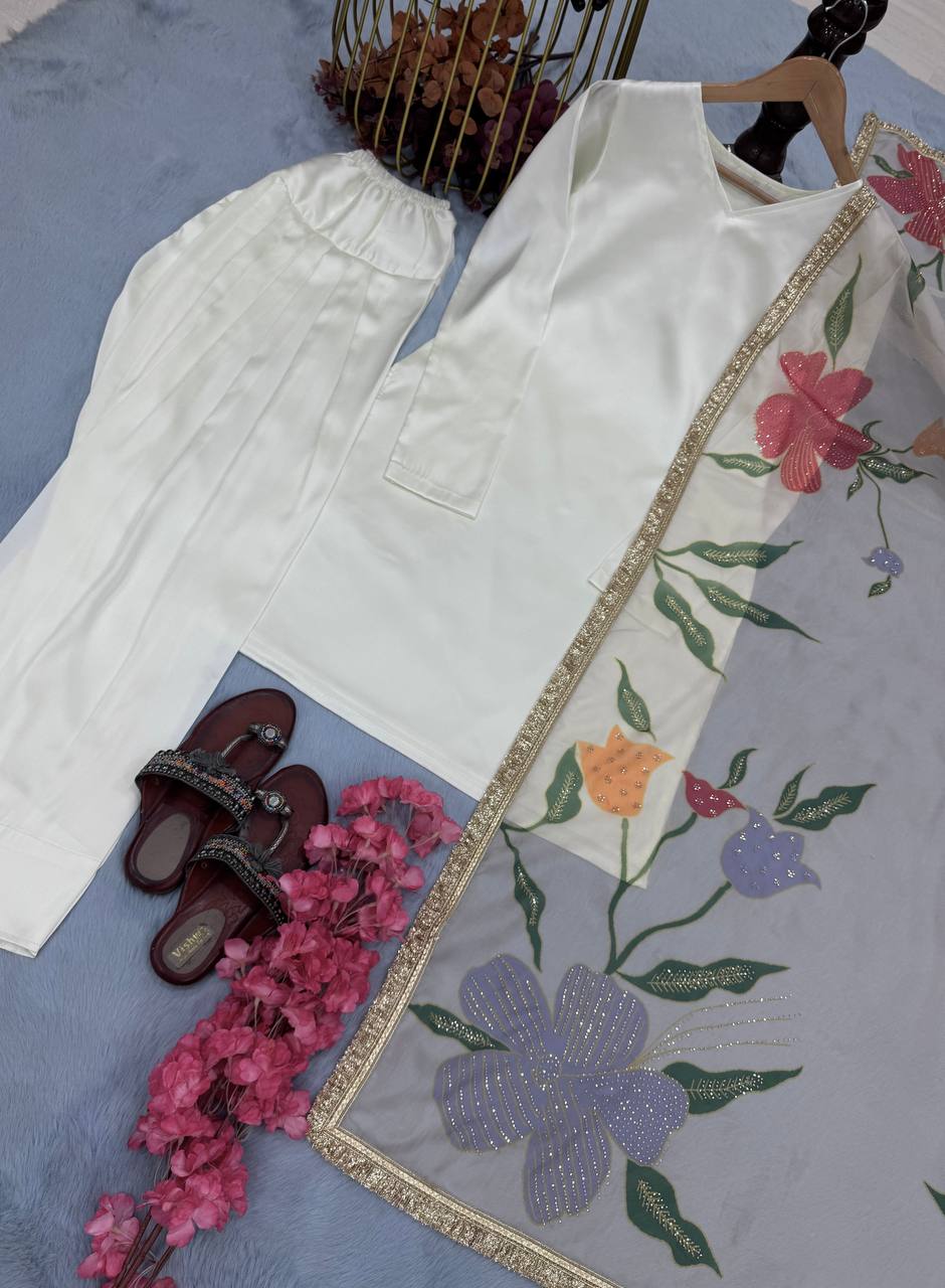 Japan Satin Silk  Designer Party Look Set