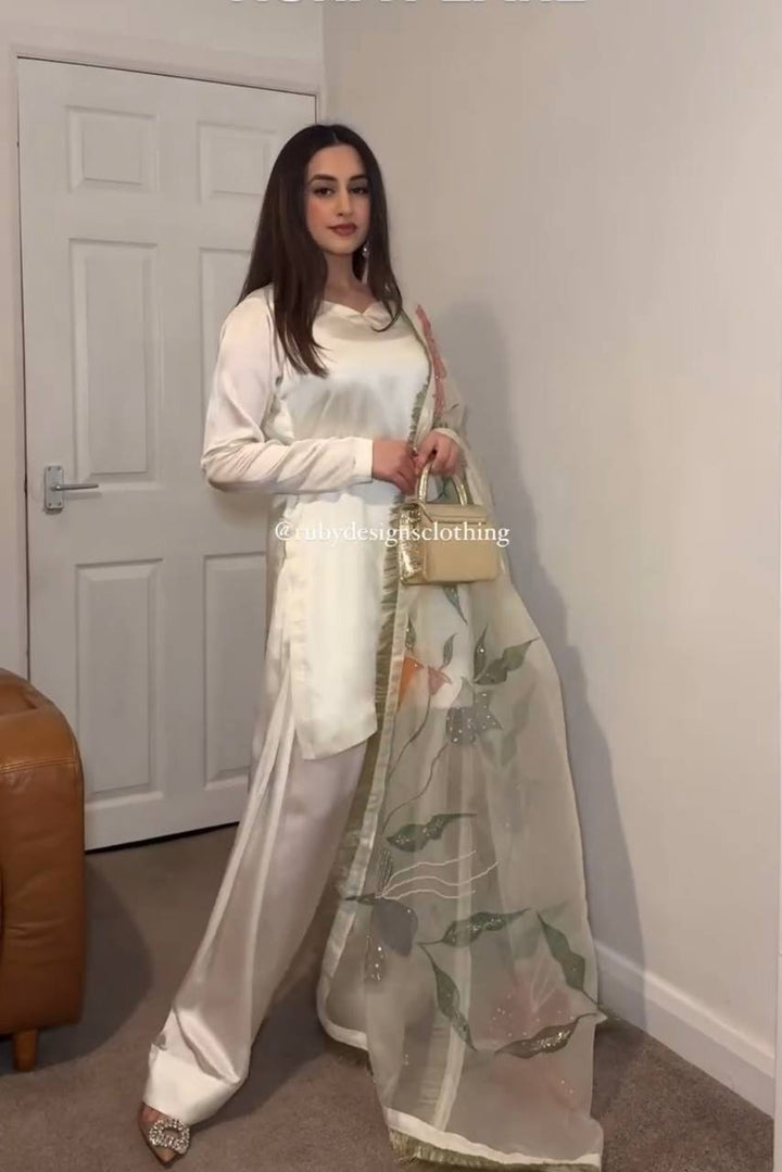 Japan Satin Silk  Designer Party Look Set