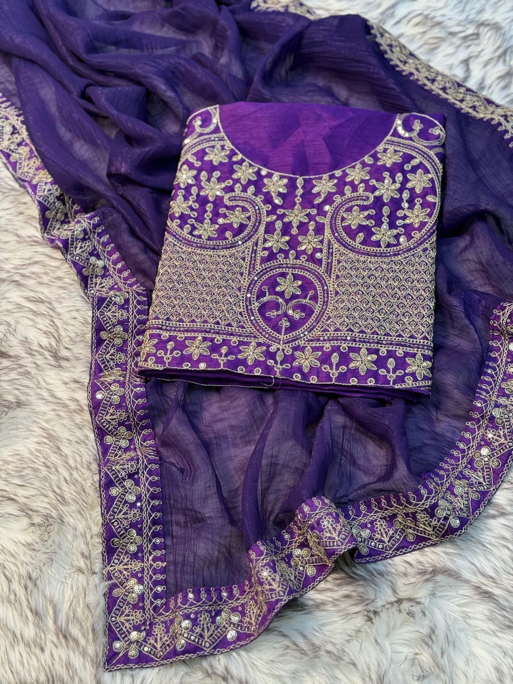 Soft Blooming Tissue Embroidered Saree