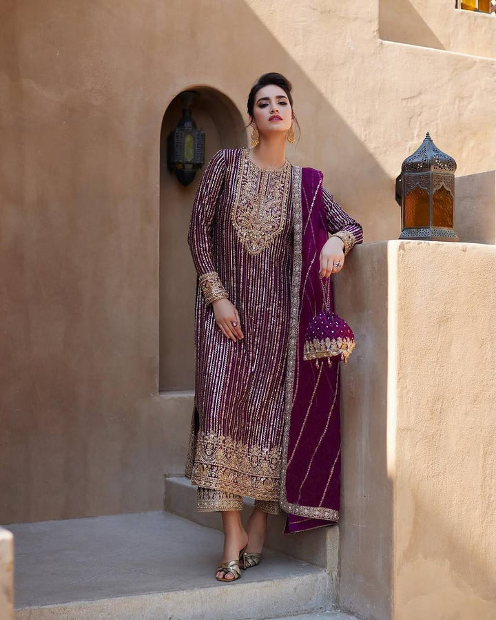 3-Piece Intricate Sequin Embroidered Set