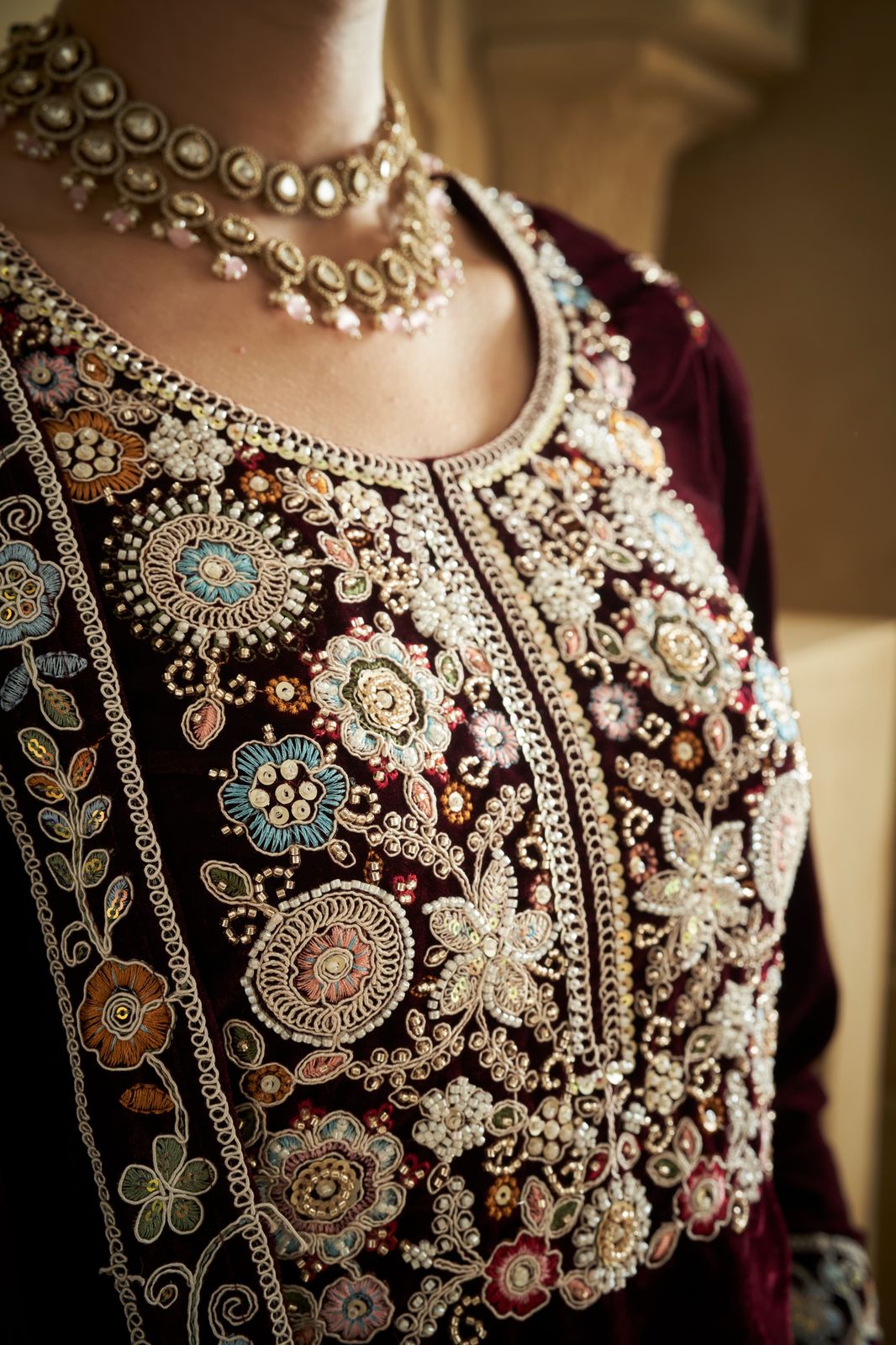 Luxurious Velvet Embroidered Set