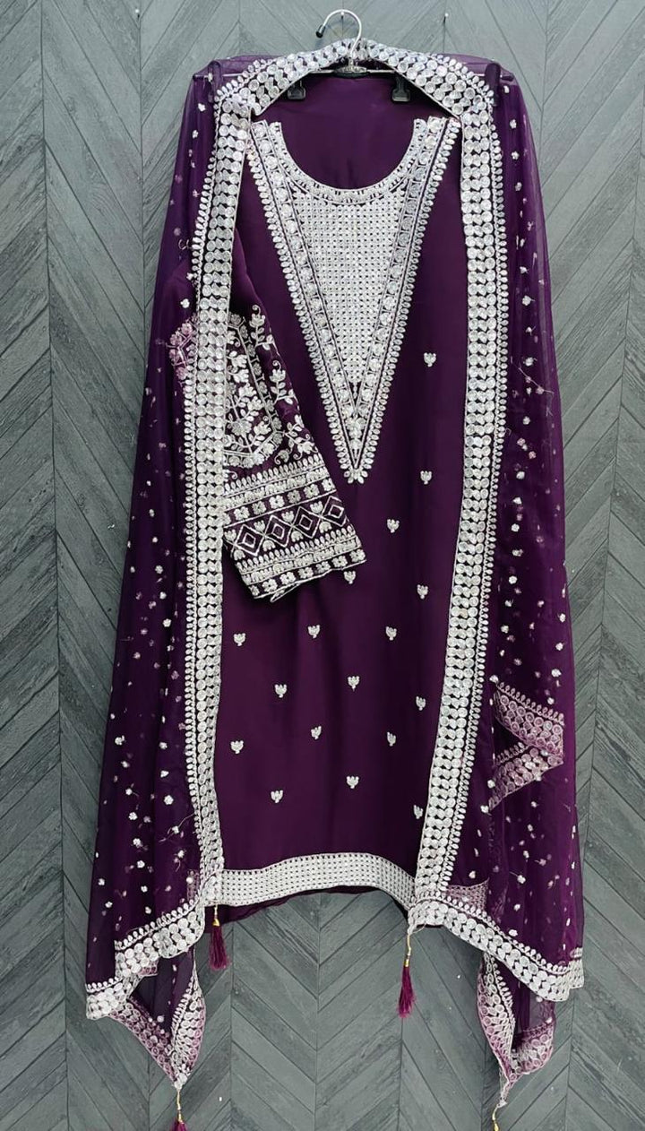 Premium Sequins Embroidered Georgette Suit