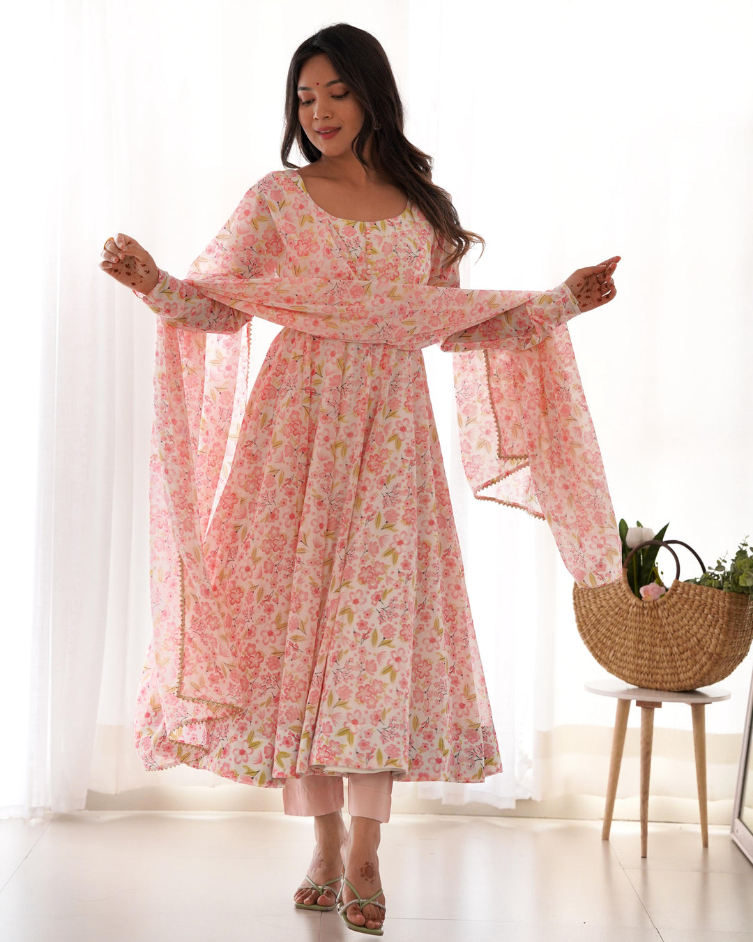 Premium Chiffon Floral Anarkali Set