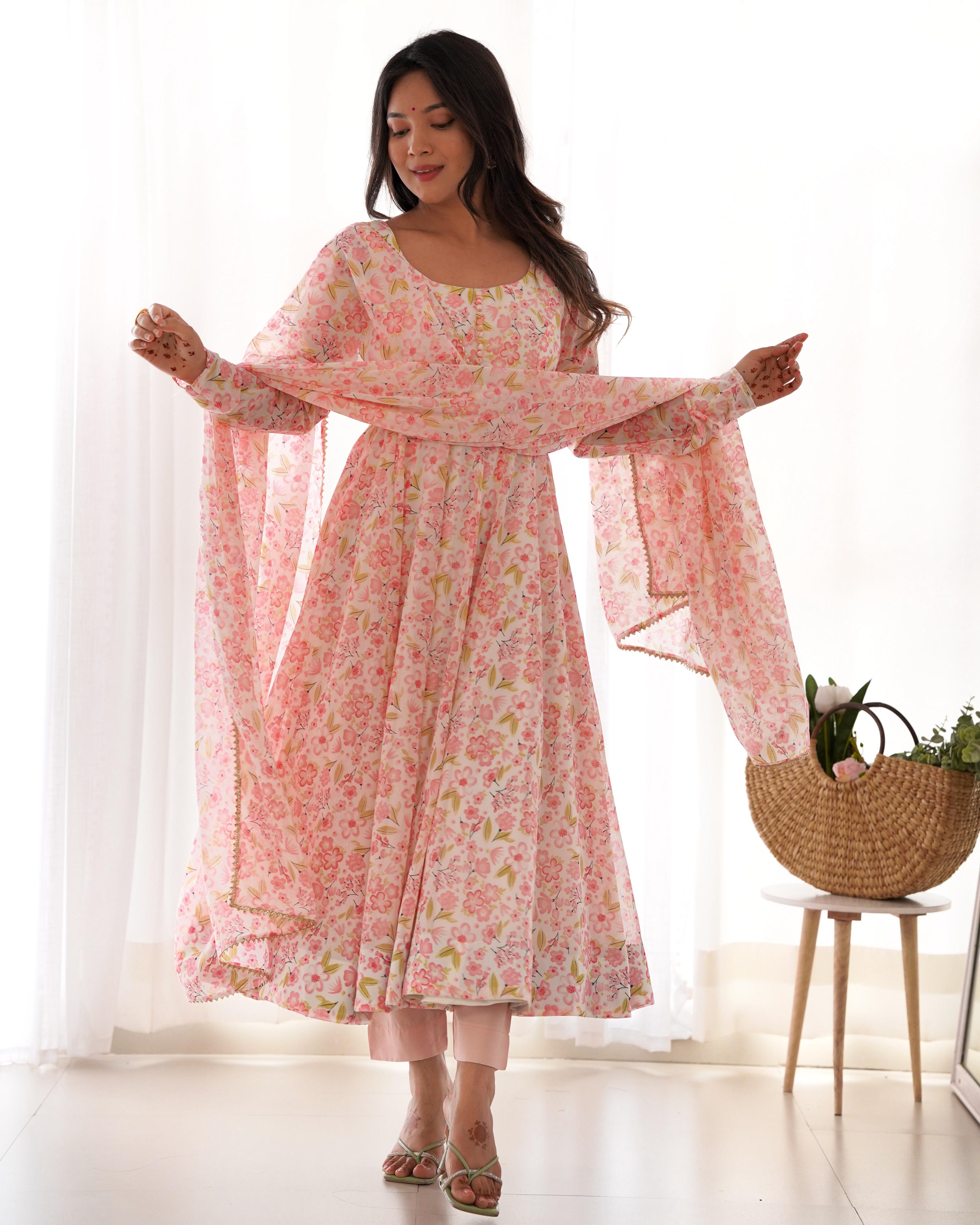 Premium Chiffon Floral Anarkali Set