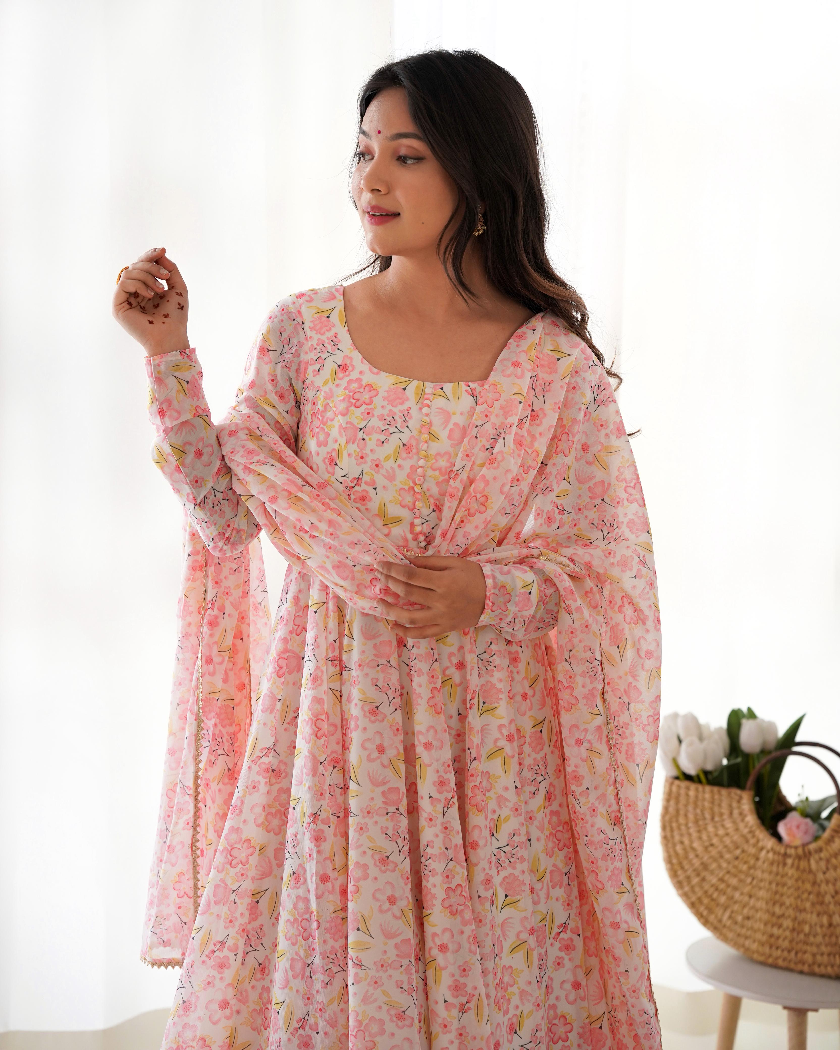 Premium Chiffon Floral Anarkali Set
