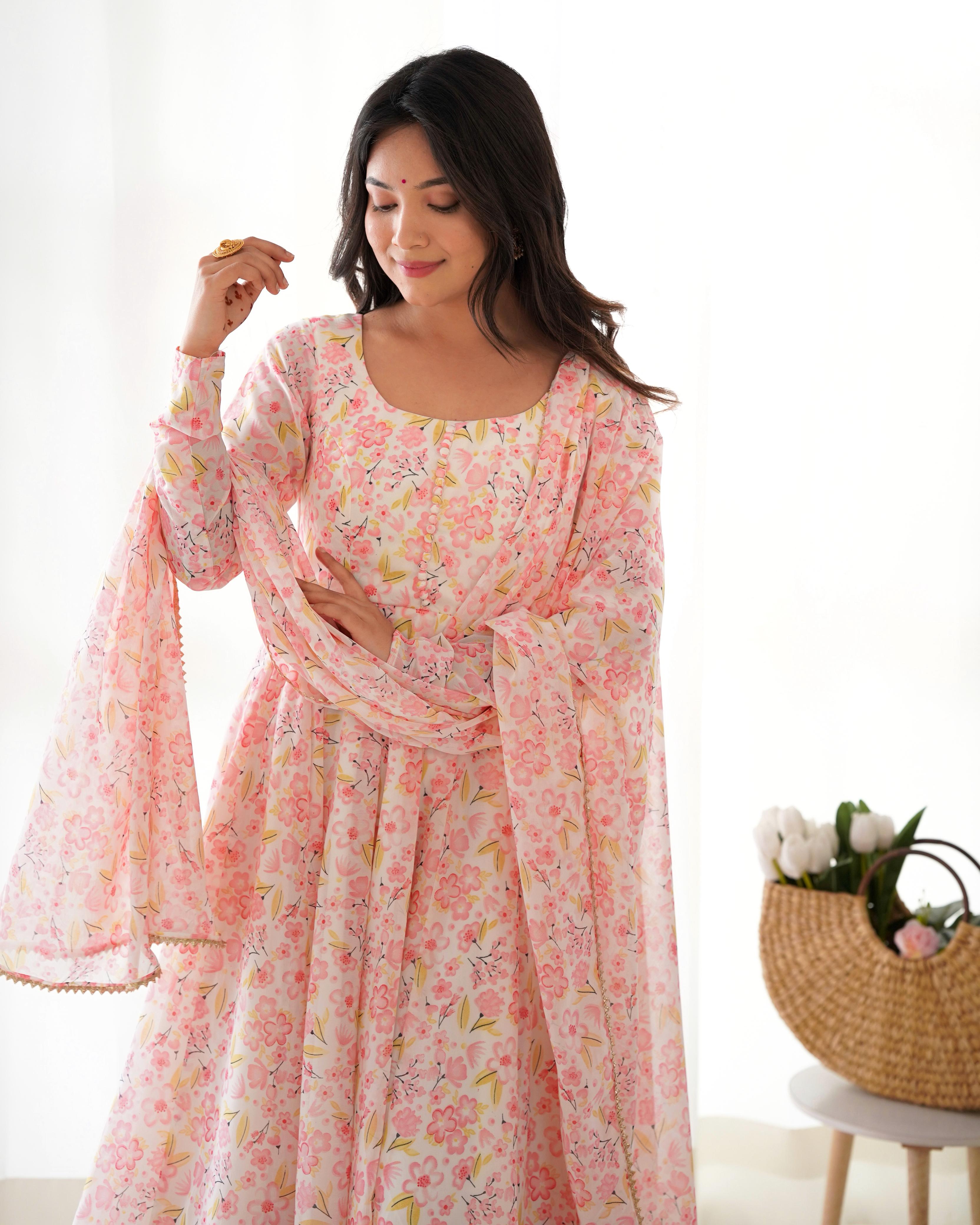 Premium Chiffon Floral Anarkali Set