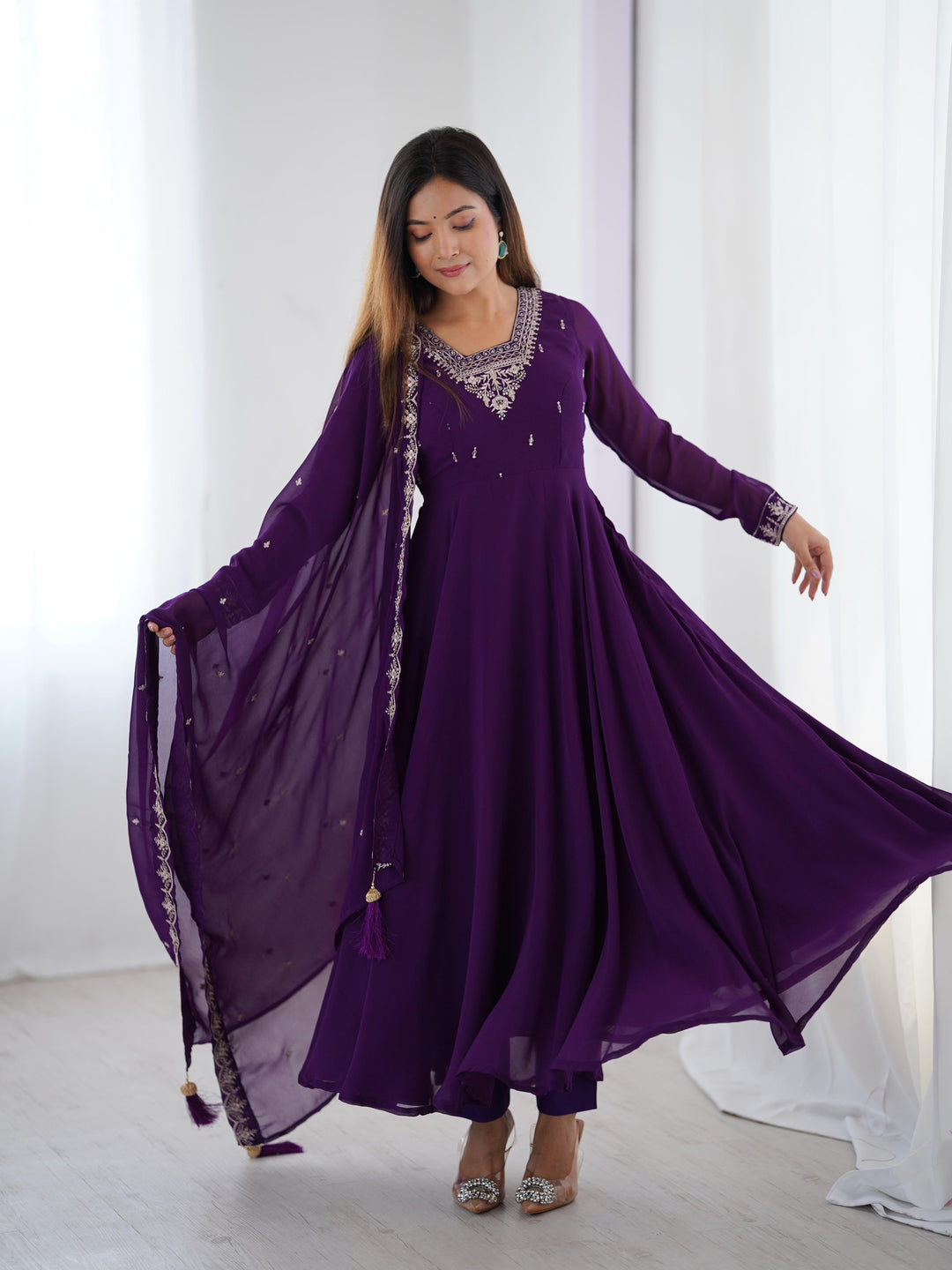Elegant 3-Piece Fox Georgette Anarkali