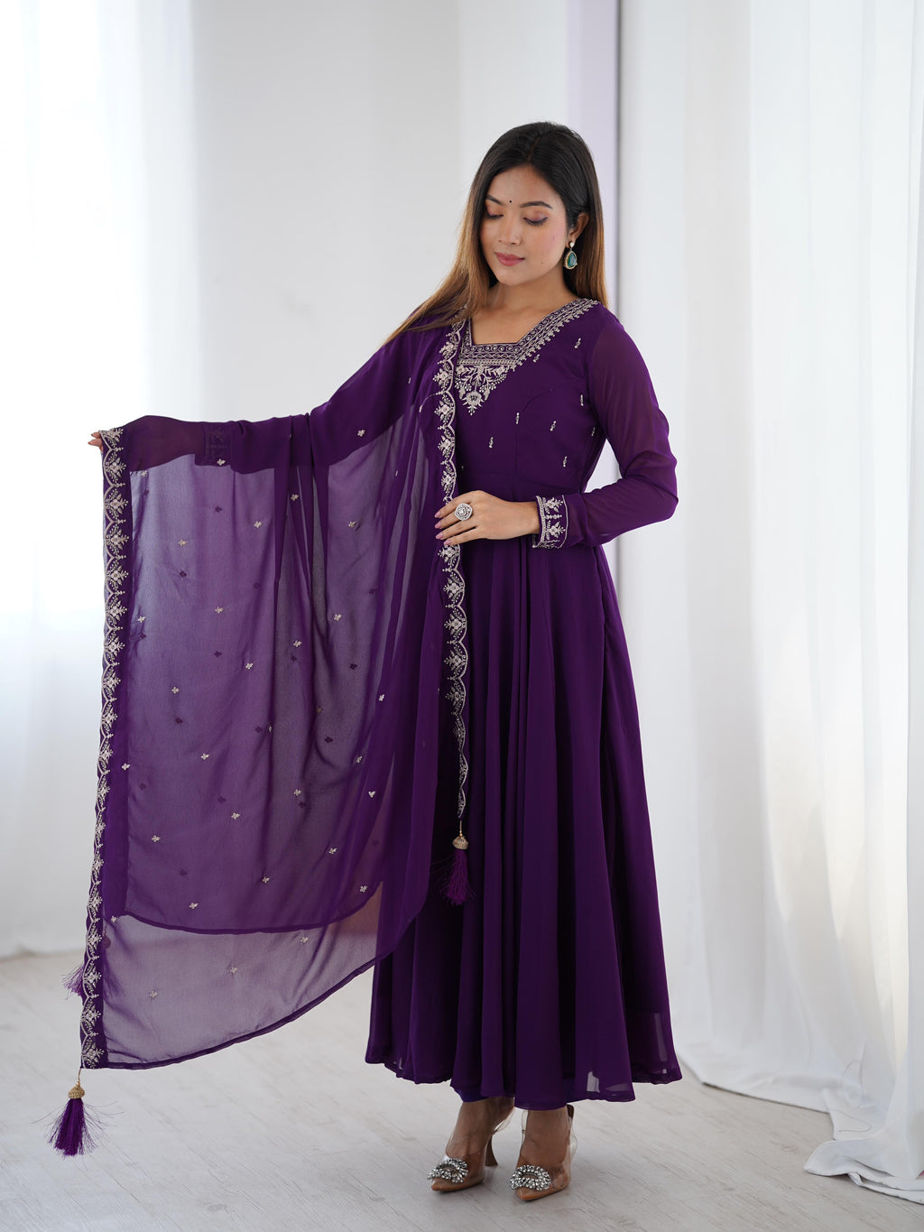 Elegant 3-Piece Fox Georgette Anarkali