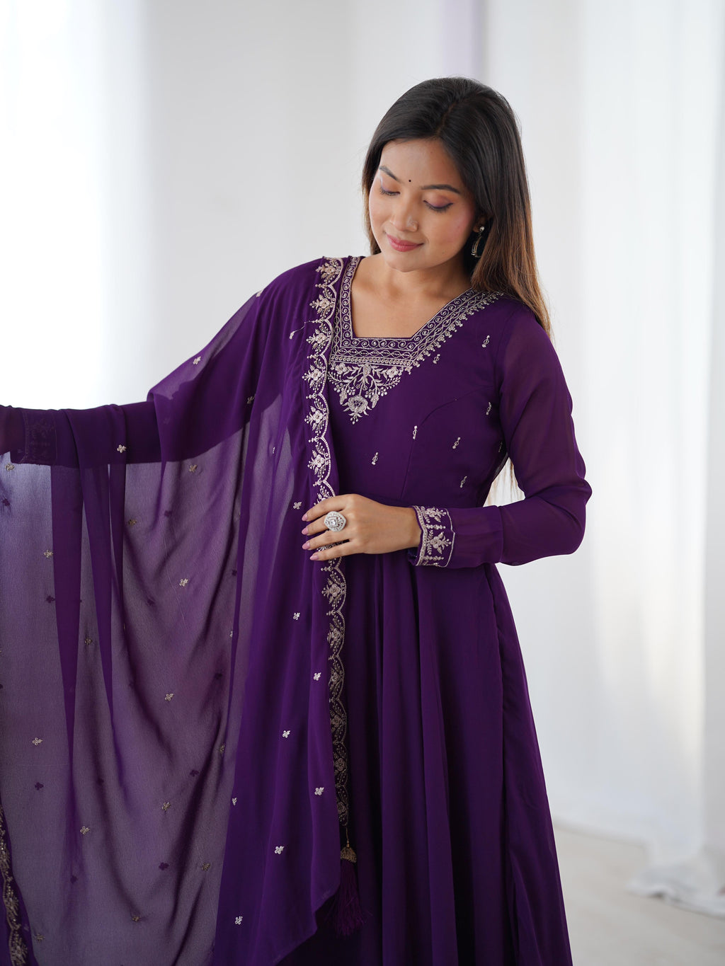Elegant 3-Piece Fox Georgette Anarkali