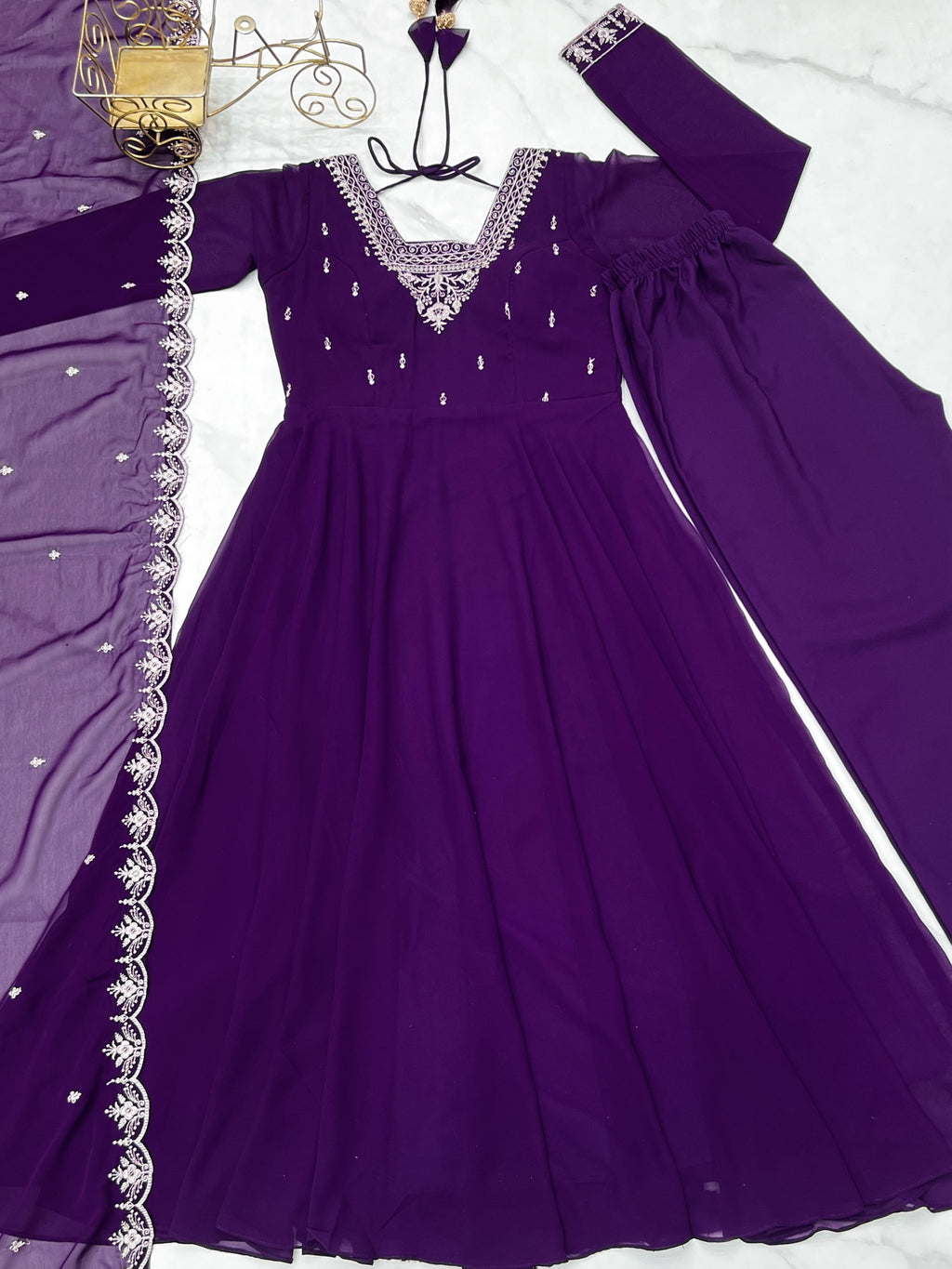Elegant 3-Piece Fox Georgette Anarkali