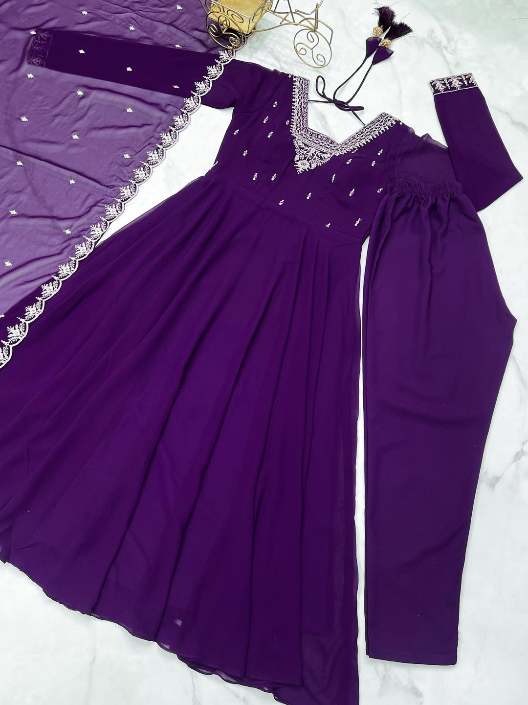 Elegant 3-Piece Fox Georgette Anarkali