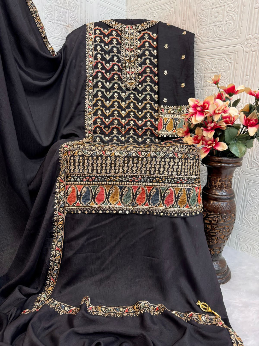 Luxury Chinon Embroidery Dress