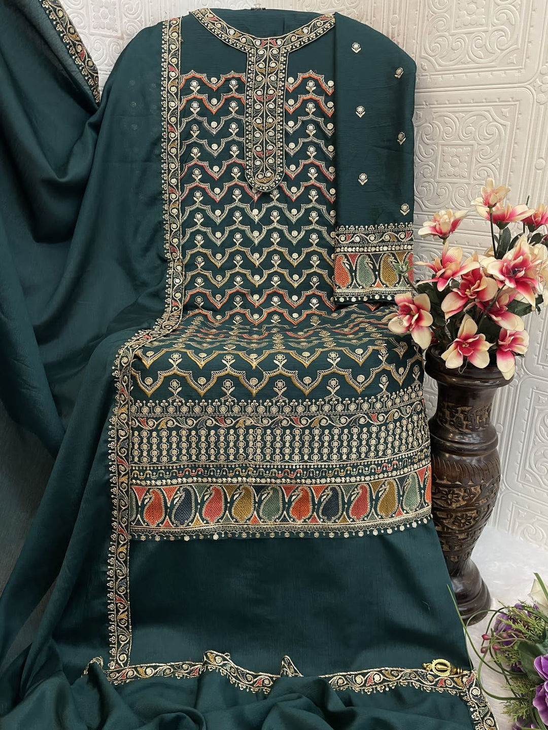 Luxury Chinon Embroidery Dress