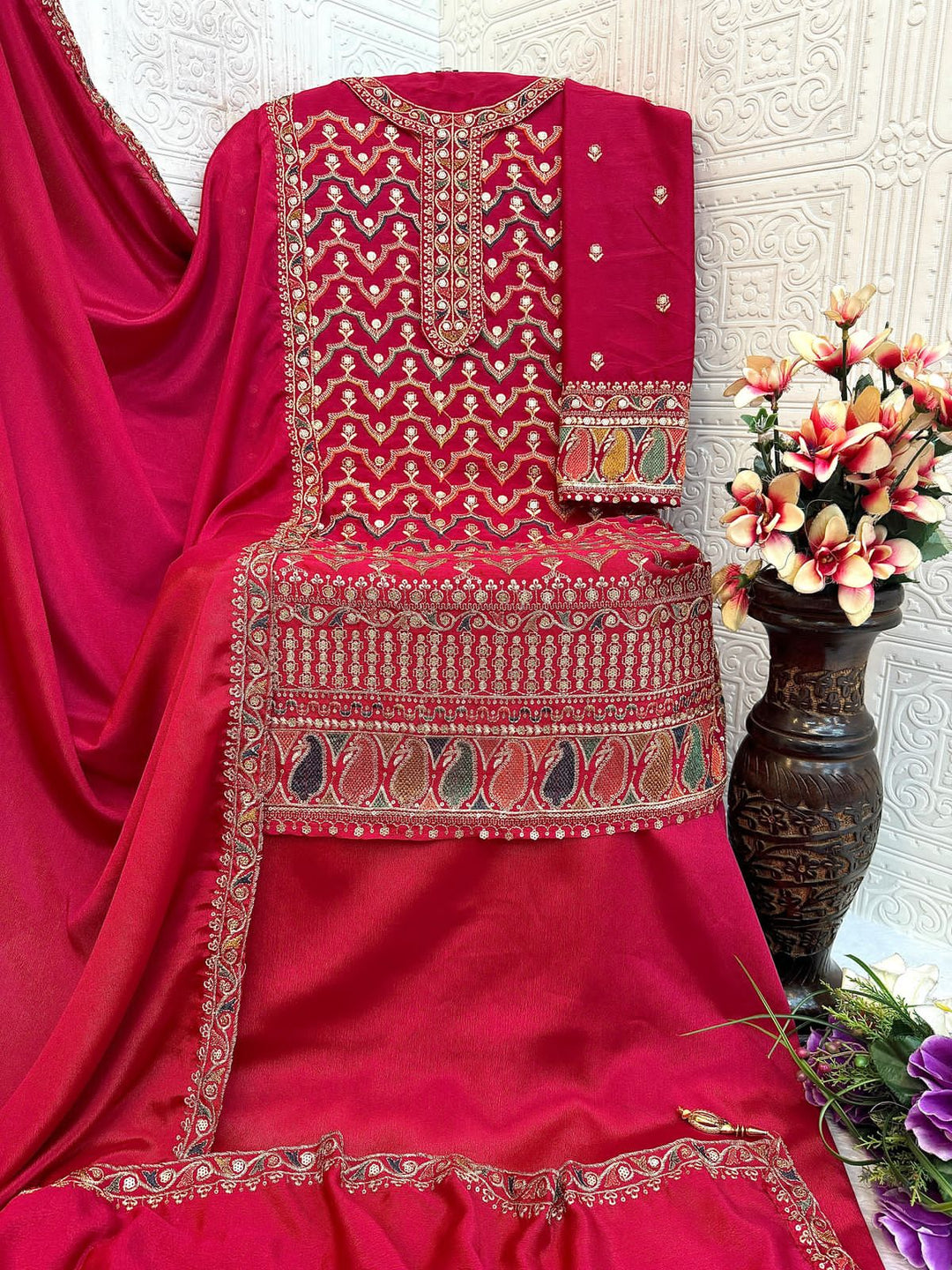Luxury Chinon Embroidery Dress