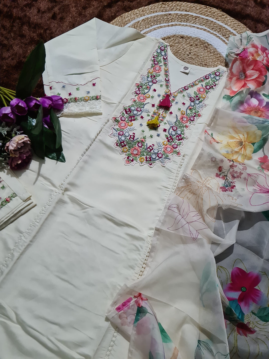 Embroidered Elegance 3-Peice Set